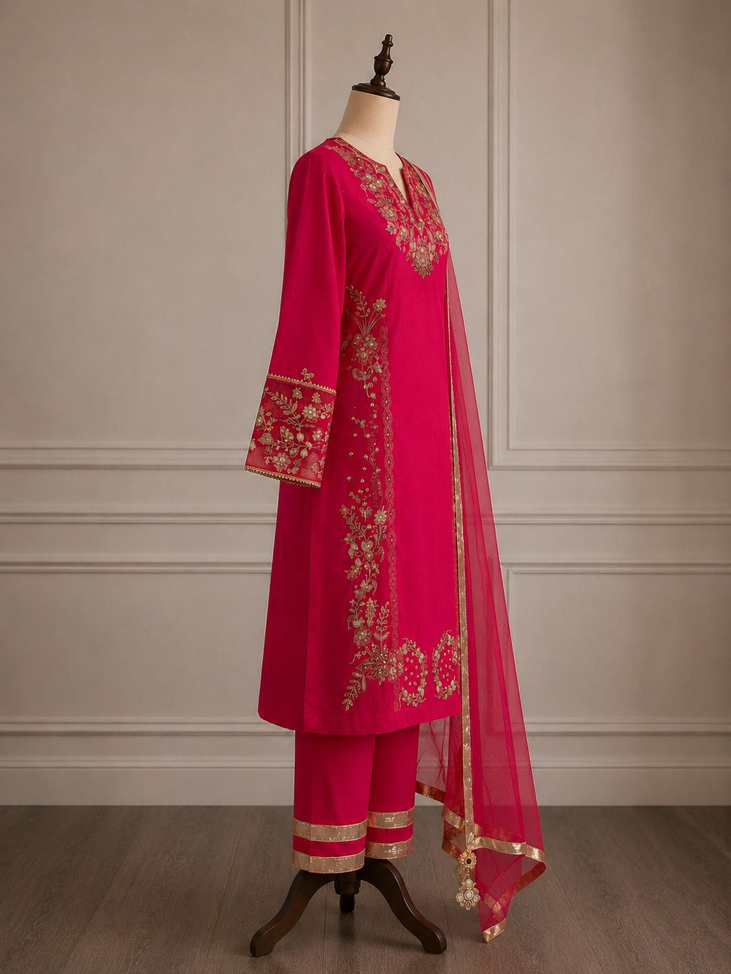 Gul-e-Rana — Embroidered Raw Silk Festive Suit