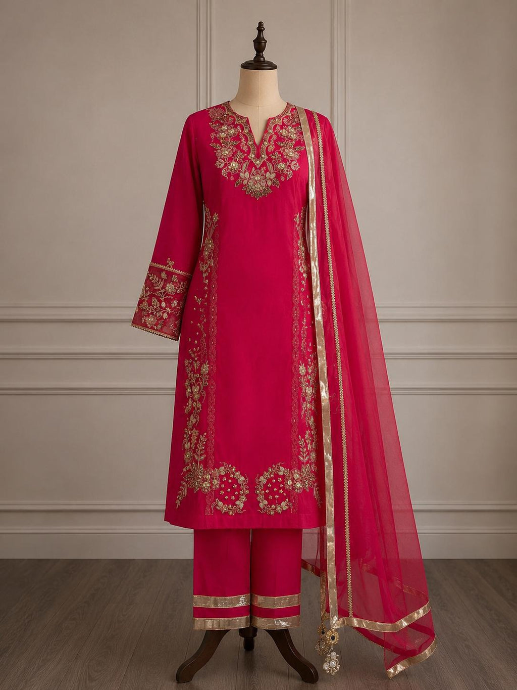Gul-e-Rana — Embroidered Raw Silk Festive Suit