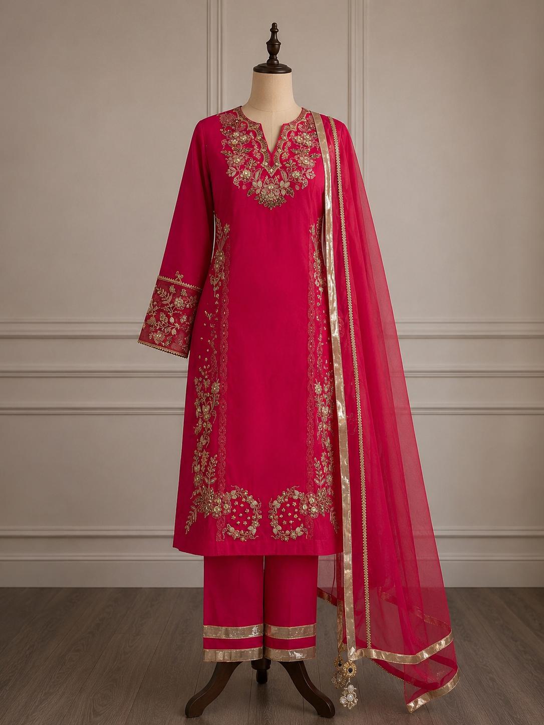Gul-e-Rana — Embroidered Raw Silk Festive Suit