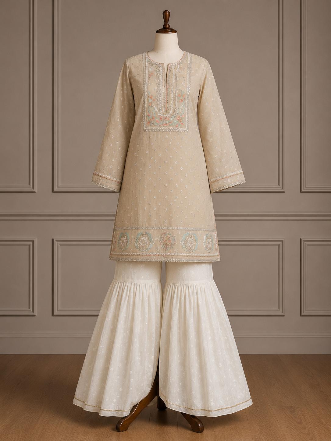Mehtab — Pastel Chikankari Sharara Set
