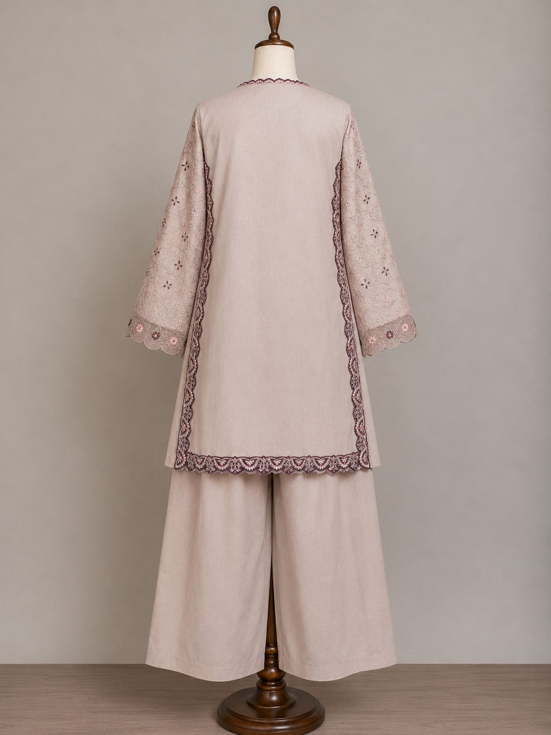 Zoya — Embroidered Organza & Linen Culotte Set