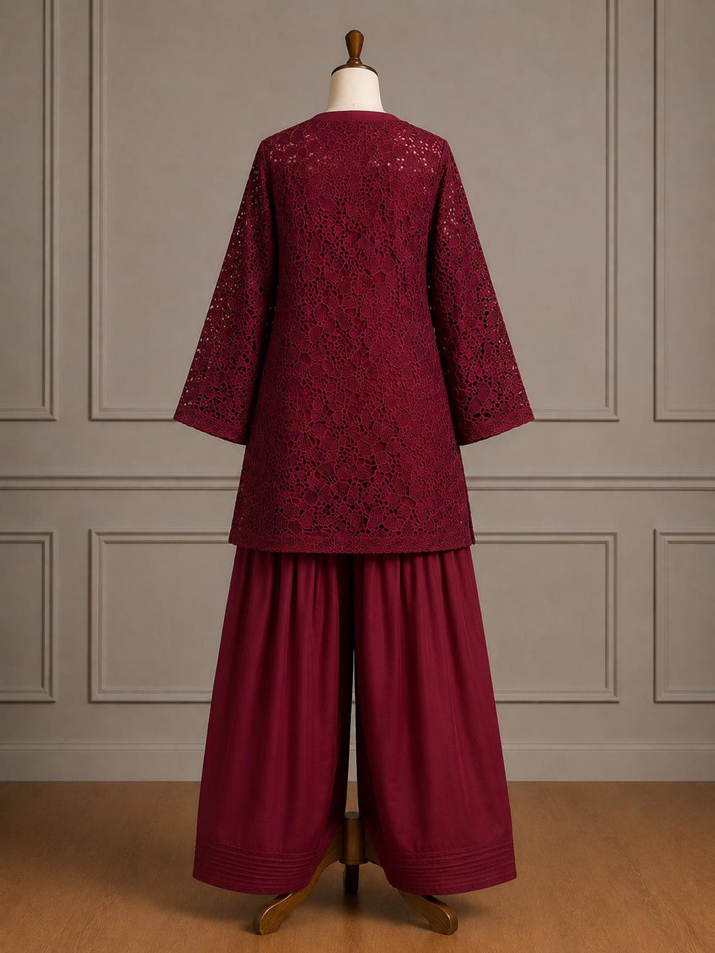 Mahnoor — Plum Schiffli Lace Co-Ord Set