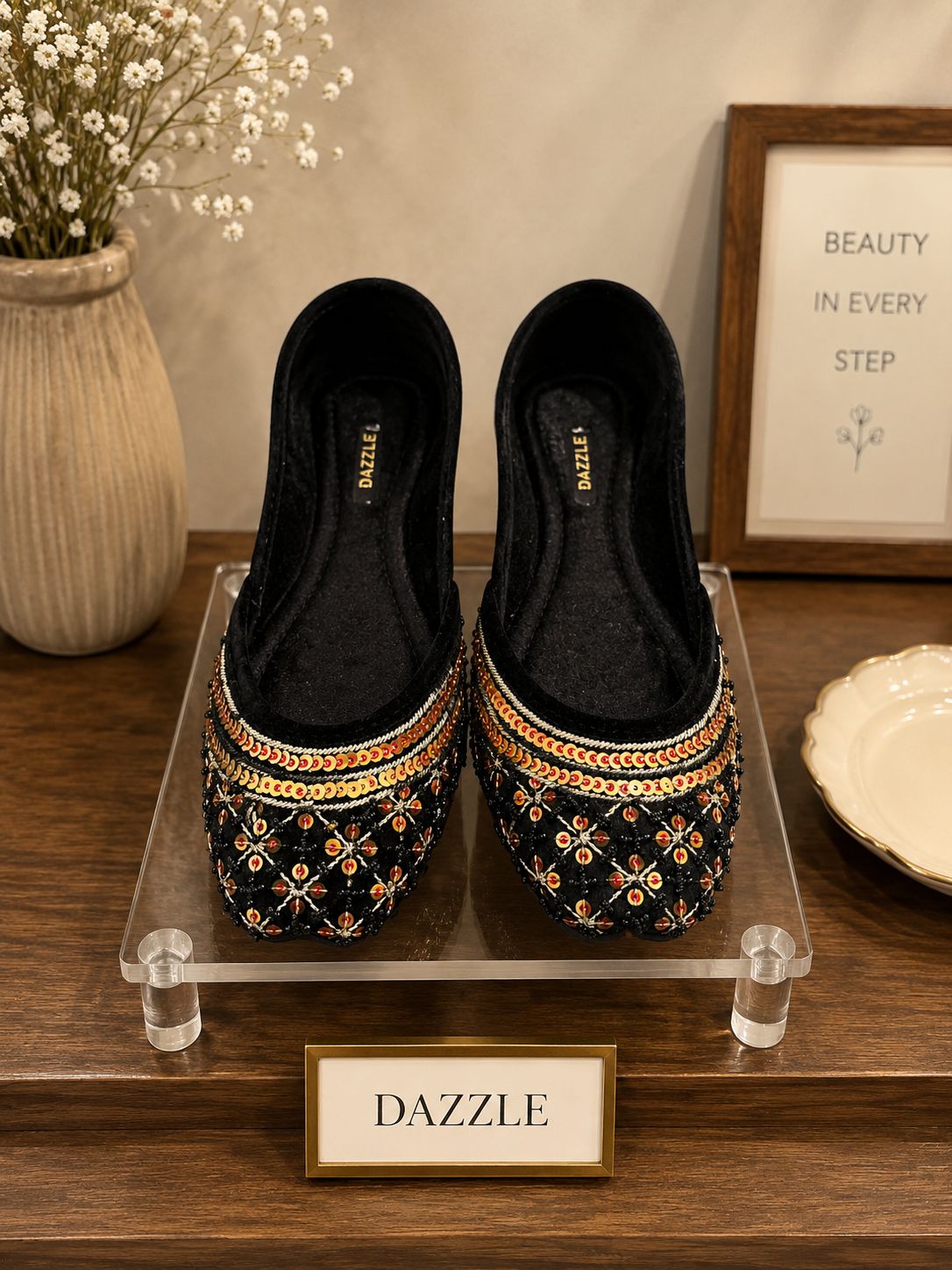 Jahan Ara Khussa — Festive Sequin & Velvet Flats