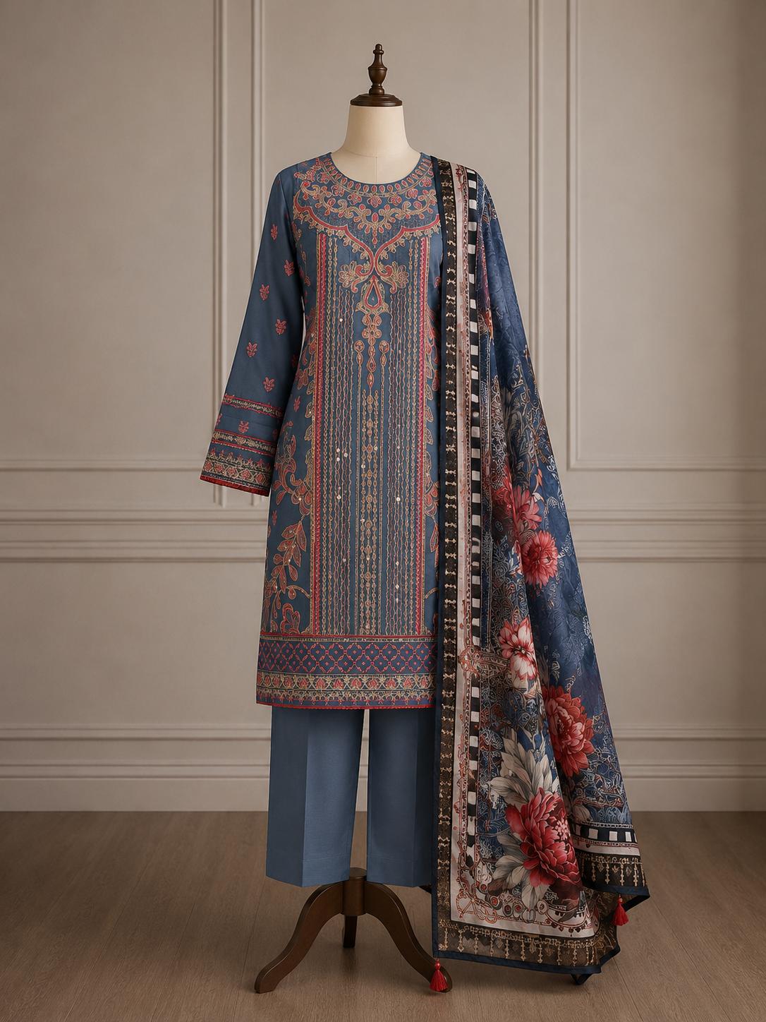 Nilofer — Digital Printed & Embroidered Lawn Suit