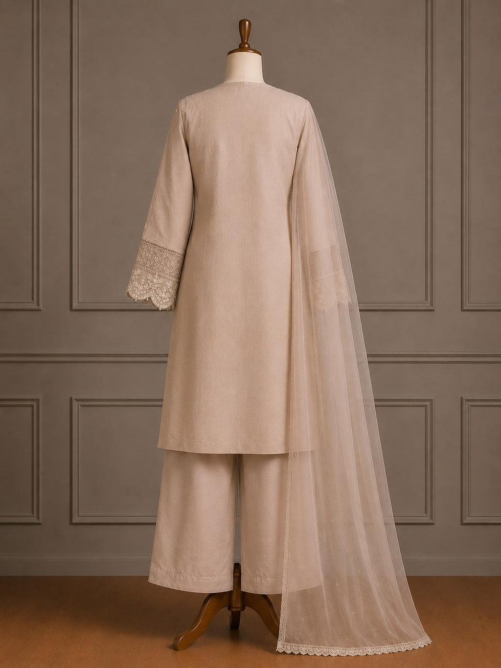 Afreen — Monochrome Embroidered Organza Formal Suit