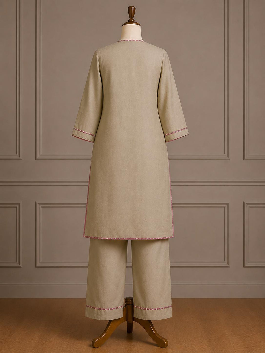 Eshal — Muted Sage Embroidered Linen Suit